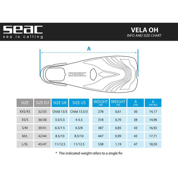 Seacsub Svømmefinner Vela Oh Hvid L-XL