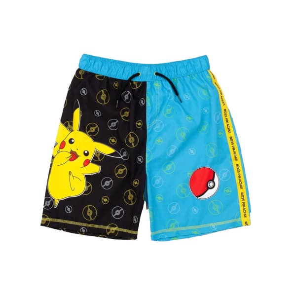 Pokemon Boys Pikachu Pokeball Swim Shorts Blue/Black/Yellow 10-11 Years