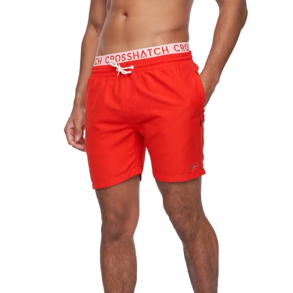 Crosshatch Mens Bandout Swim Shorts Red L
