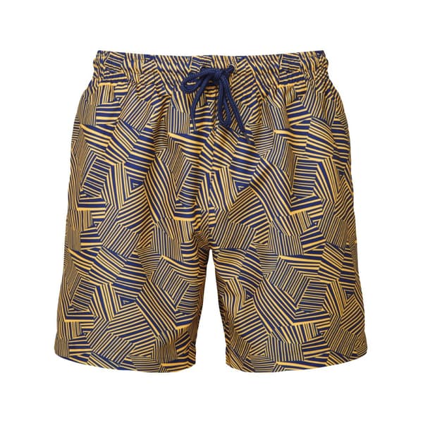 Wombat Mens Patterned Swim Shorts Navy/Mustard L