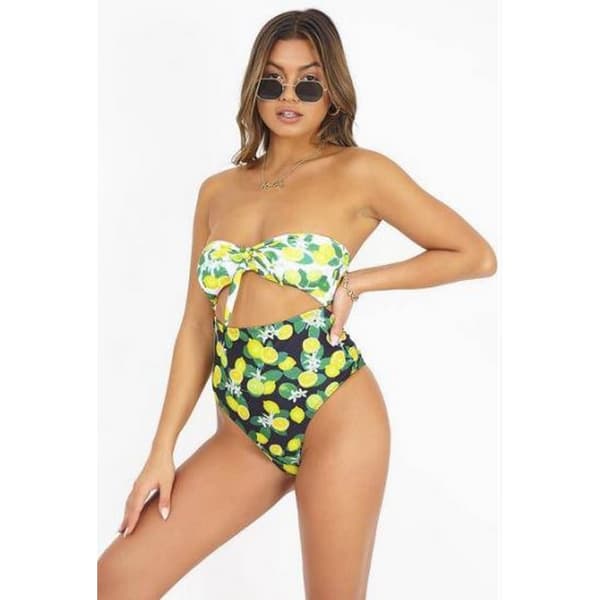 Brave Soul Womens/Ladies Fruit Print Bandeau Swimming Costume