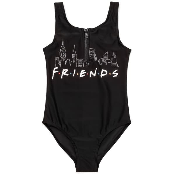 Friends Girls Sunsafe One Piece Swimsuit Black 12-13 Years