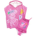 Miniatyrbillede 3 af 5: Peppa Pig Sæt med badedragt og poncho til piger