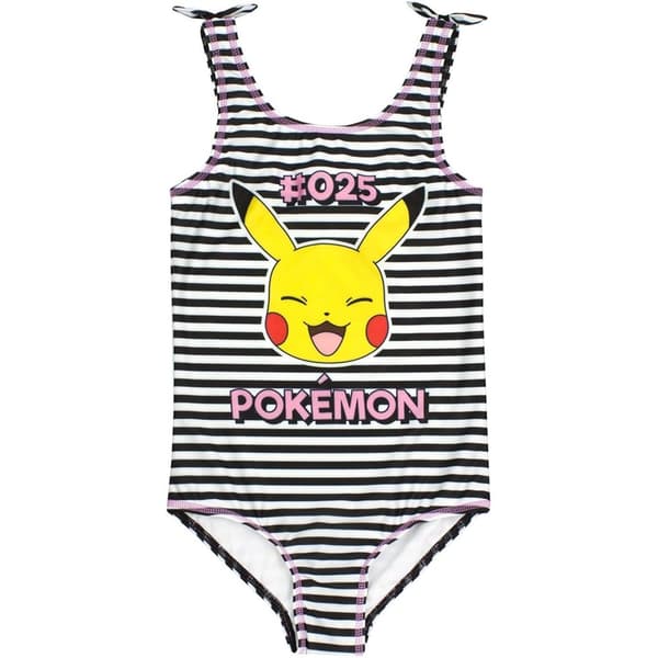 Pokemon Flickor Pikachu endelad baddräkt Black/White/Pink 7-8 Years