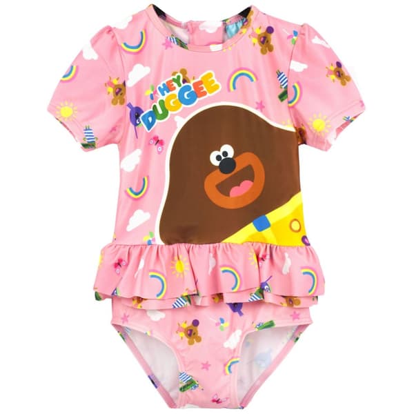 Hey Duggee Endeløs badedragt med flæse for piger Pink 18-24 Months