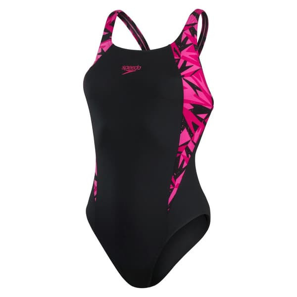 Speedo Hyperboom Splice Eco Endurance+ badedragt til kvinder/damer med en enkeltdel Black/Pink 10 UK