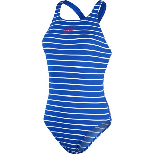 Speedo Womens/Ladies Medalist One Piece Swimsuit Blue/White 16 UK