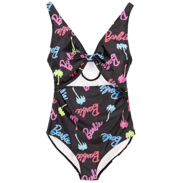 Barbie Womens/Ladies Palm Tree Logo One Piece Swimsuit Black L