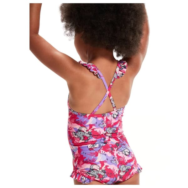 Speedo Baby Girls Learn To Swim Printed Thin Strap Frill One Piece Swimsuit