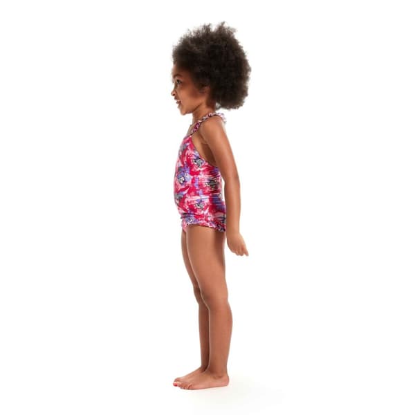 Speedo Baby Girls Learn To Swim Printed Thin Strap Frill One Piece Swimsuit