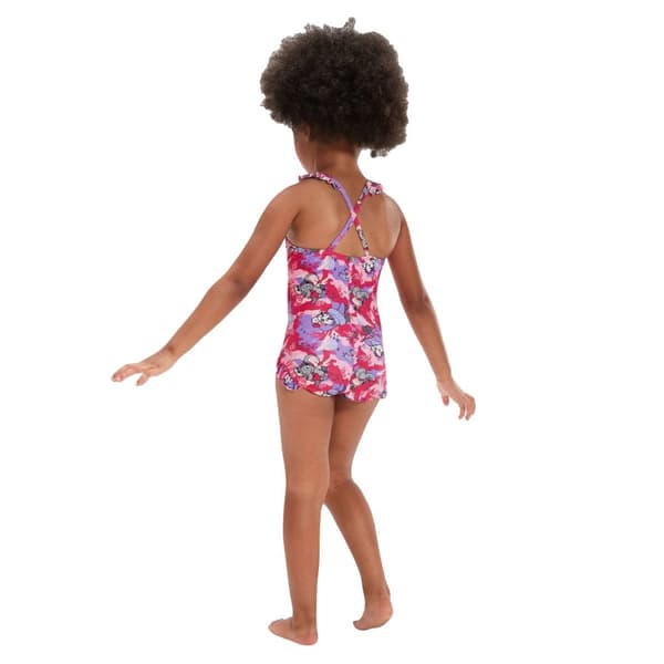 Speedo Baby Girls Learn To Swim Printed Thin Strap Frill One Piece Swimsuit