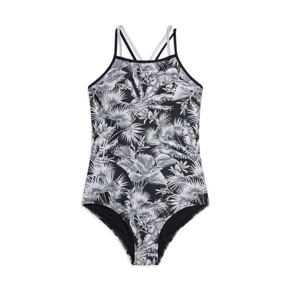 Animal Womens/Ladies Zora Tropical Leaves One Piece Swimsuit Black 6 UK