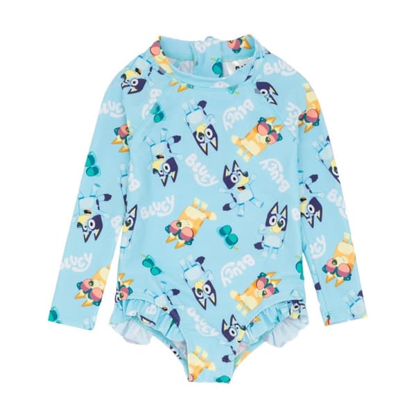 Bluey Girls One Piece Swimsuit Pastel Blue/Pink/White 5-6 Years