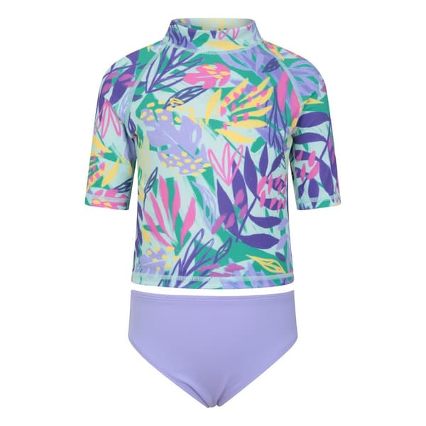 Mountain Warehouse Childrens/Kids Rash Guard Set Green/Purple 7-8 Years