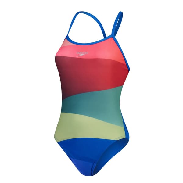 Speedo Womens/Ladies Placement One Piece Swimsuit Red/Green 38 in