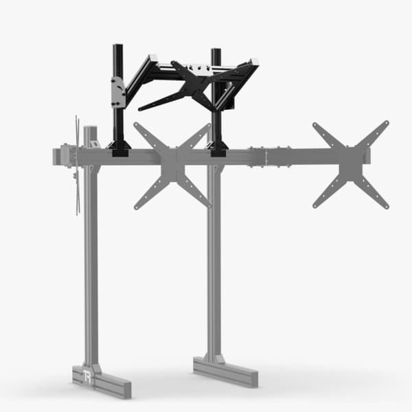 Trak Racer Black Aluminum Quad/Dual Overhead Monitor Stand Add-On with VESA Mount