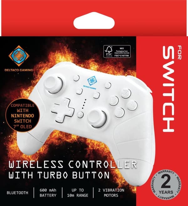Deltaco - Draadlock Nintendo Switch Pro -ohjain - Tarina Nintendo Switchille/PC:lle/Androidille - Wit