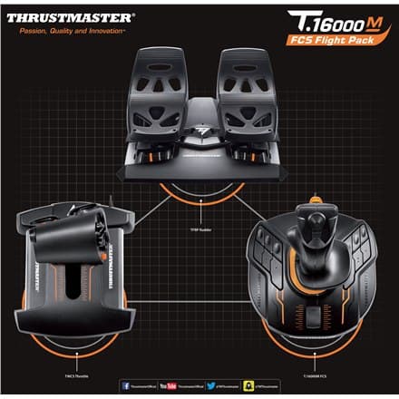 Thrustmaster | Joystick T 16000M Flight Pack | Musta