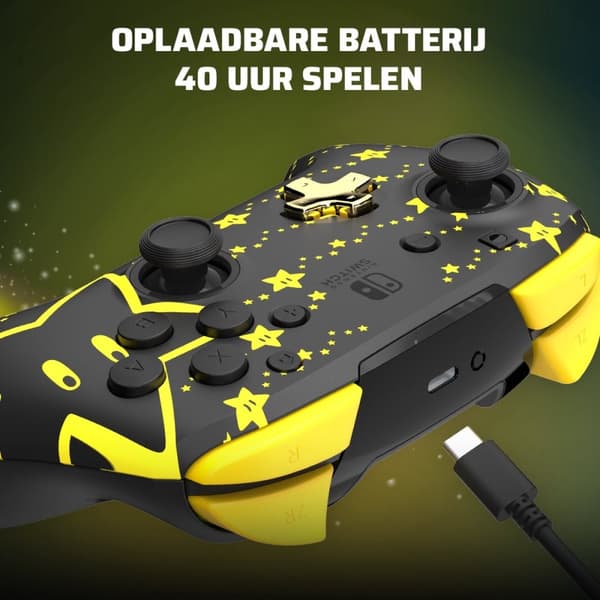PDP Rematch - Trådløs Nintendo Switch Controller - Glow in the Dark - Super Star