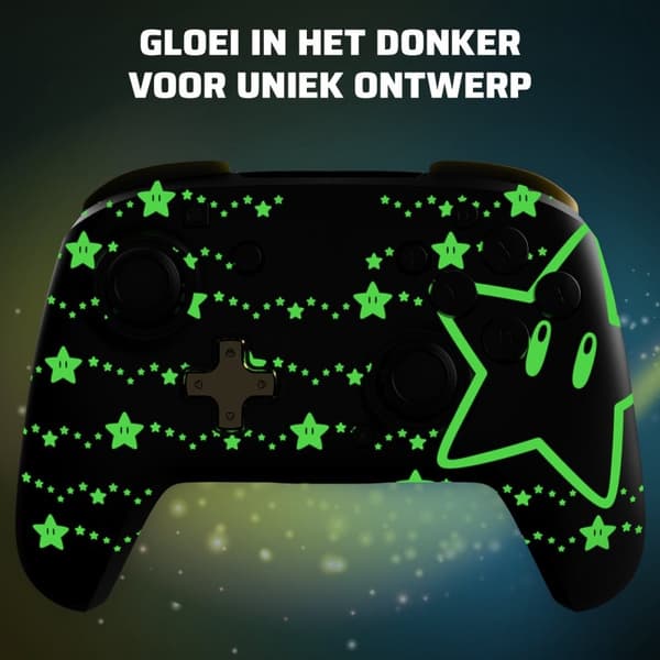 PDP Rematch - Trådløs Nintendo Switch Controller - Glow in the Dark - Super Star