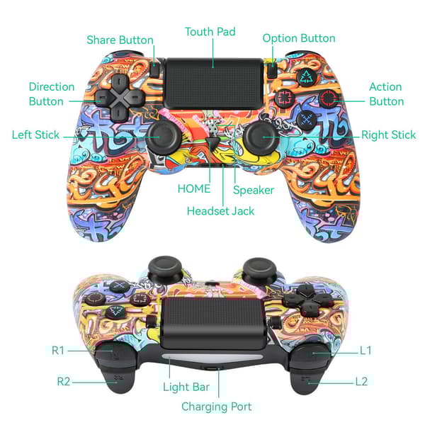 For Playstation 4 Wireless Bluetooth Controller For PS-4/Pro/Slim Gamepad Graffiti