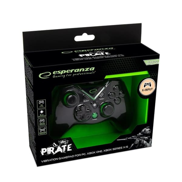 Peliohjain Esperanza Pirate EGG114K USB 2.0 Musta Vihreä Microsoft Xbox One PC Xbox Series X Xbox Series S
