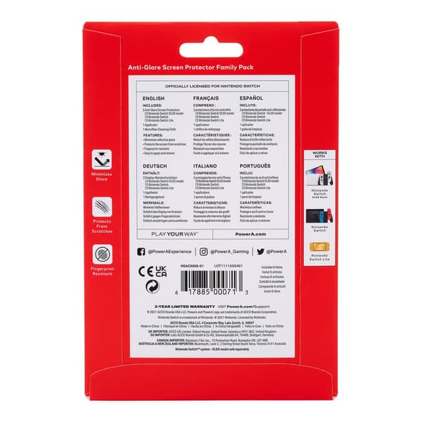 Skærmbeskyttelse til Nintendo Switch Powera NSAC0006-02