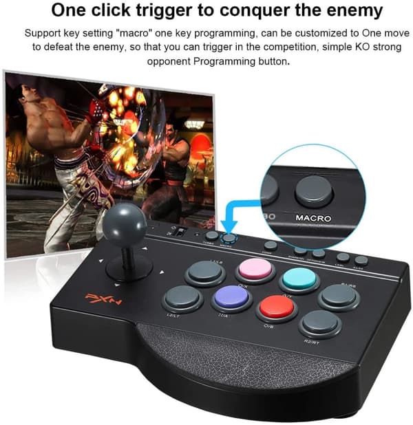 USB Arcade Kamp Spil Controller, Turbo & Makro Funktioner, Ergonomisk Design, Multi-Platform Kompatibilitet