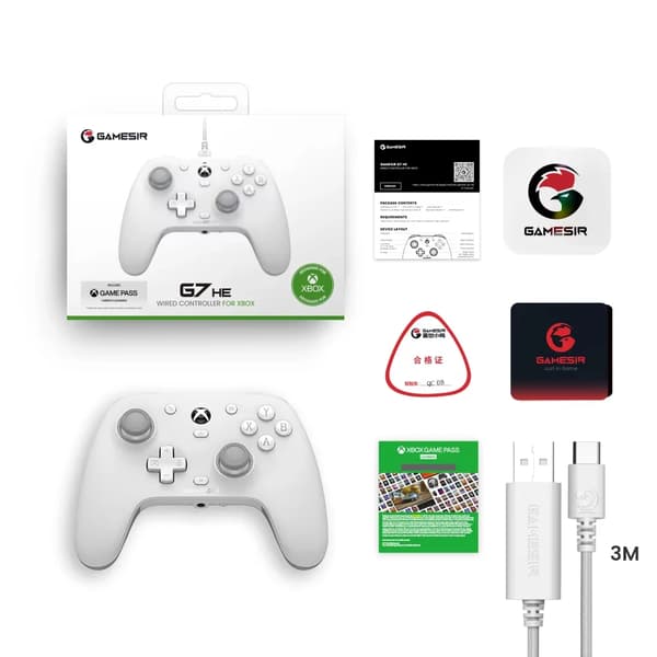 GameSir G7 HE Xbox-kontroller, Trådbunden anslutning, Hall-effekt joysticks,G7 HE Vit