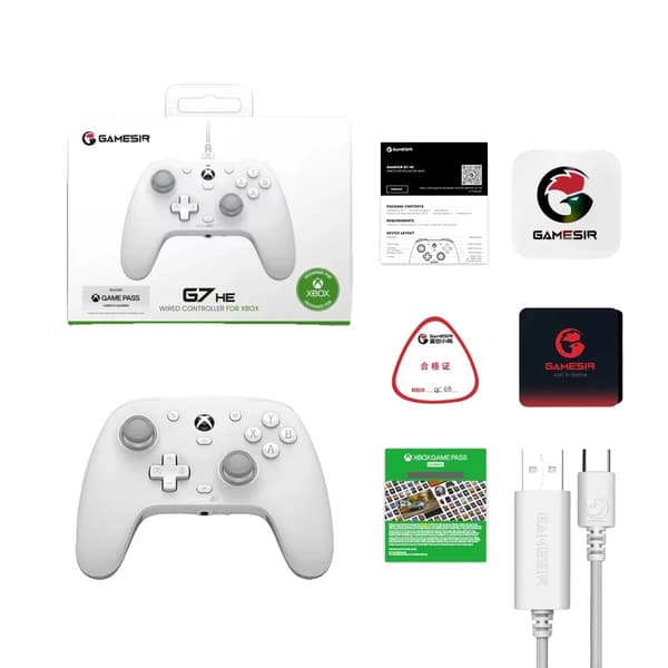 GameSir G7 HE Xbox-kontroller, Trådbunden anslutning, Hall-effekt joysticks,G7 HE Vit