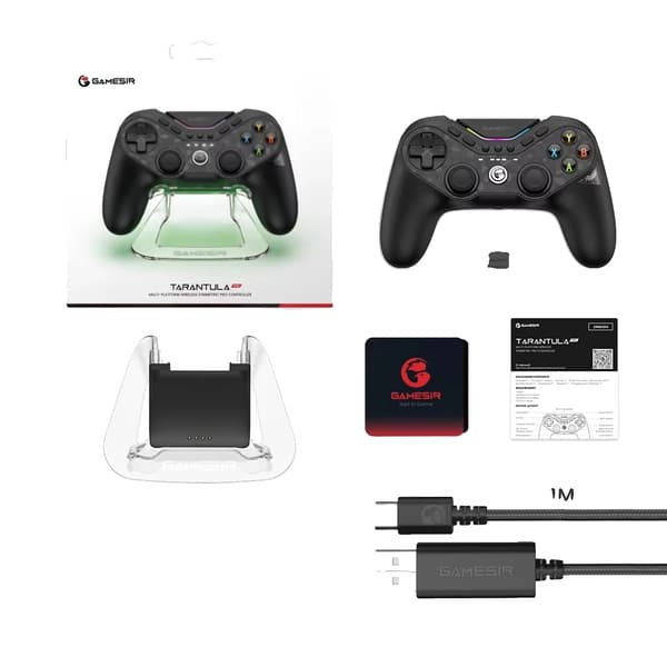 Trådløs PC-controller, Bluetooth- og Type-C-forbindelse, 9 kortlæggelige knapper,T3 Pro med base