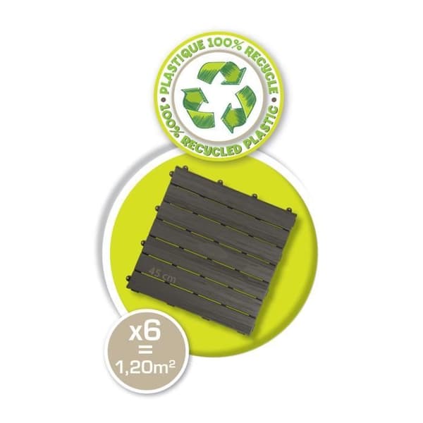 Smoby - Set med 6 plattor - Husgolv - 45x45cm - Träeffekt - Anti-UV - 100 % återvunnen och återvinningsbar plast