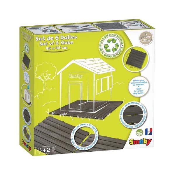 Smoby - Set med 6 plattor - Husgolv - 45x45cm - Träeffekt - Anti-UV - 100 % återvunnen och återvinningsbar plast