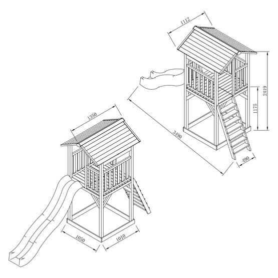 Axi - Beach Tower Brun/Vit - Blå Rutschkana