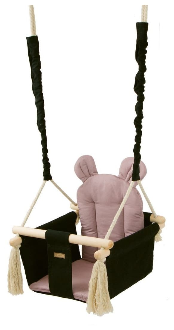 Babygynge - babygynge - med ører - maks. 20 kg - sort, lys pink