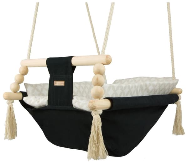 Baby bassinet gynge - maks. 20 kg - sort, cremefarvet diamanter