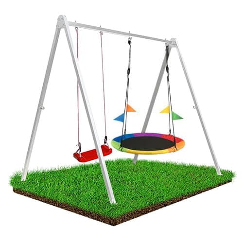 Gyngerammesæt Inkl. 2 gynger – 260 x 195 x 230 cm – Hvidt stål