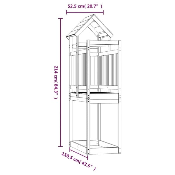 vidaXL legetårn 52,5x110,5x214 cm imprægneret fyrretræ