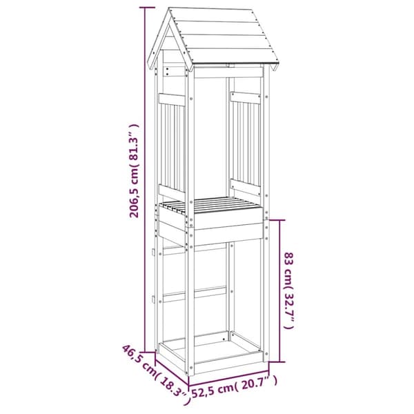 vidaXL Lektorn 52,5x46,5x206,5 cm massivt douglasträ