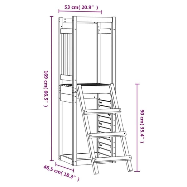vidaXL legetårn 53x46,5x169 cm massivt douglasgran