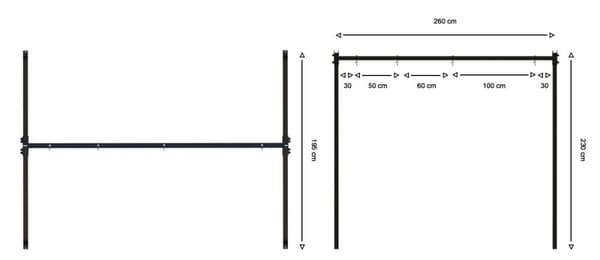 Gungställning - och hängmatta ställning - 260x195x230 cm - grafitsvart