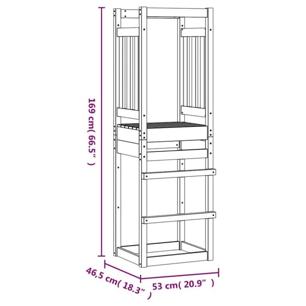 vidaXL Leketårn 53x46,5x169 cm heltre furu