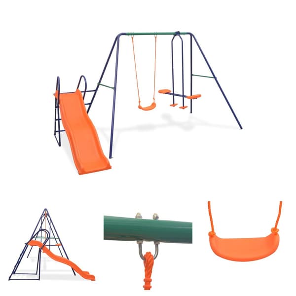 The Living Store gyngesæt med rutsjebane og 3 sæder orange -  Gyngestativer & legestativer