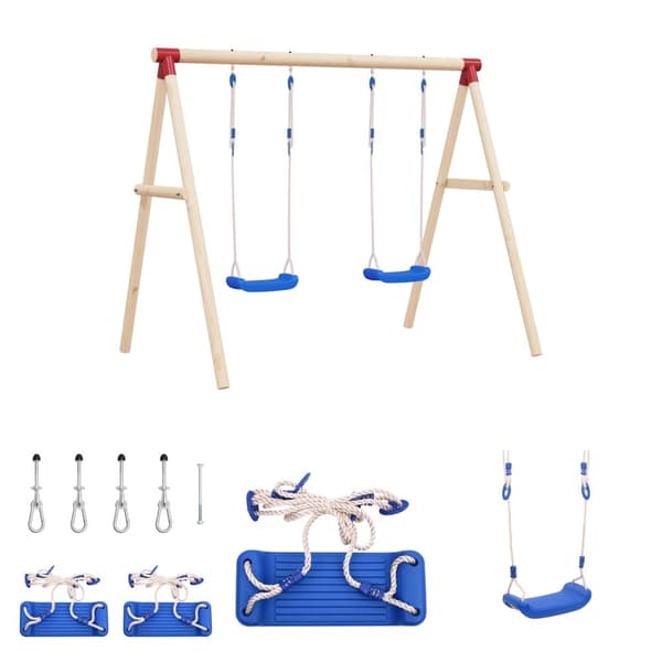 The Living Store gynger med reb 2 stk. 37x15 cm polyethylen blå -  Gyngestativer & legestativer
