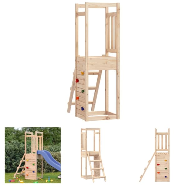 The Living Store legetårn 53x46,5x169 cm massivt fyrretræ -  Gyngestativer & legestativer