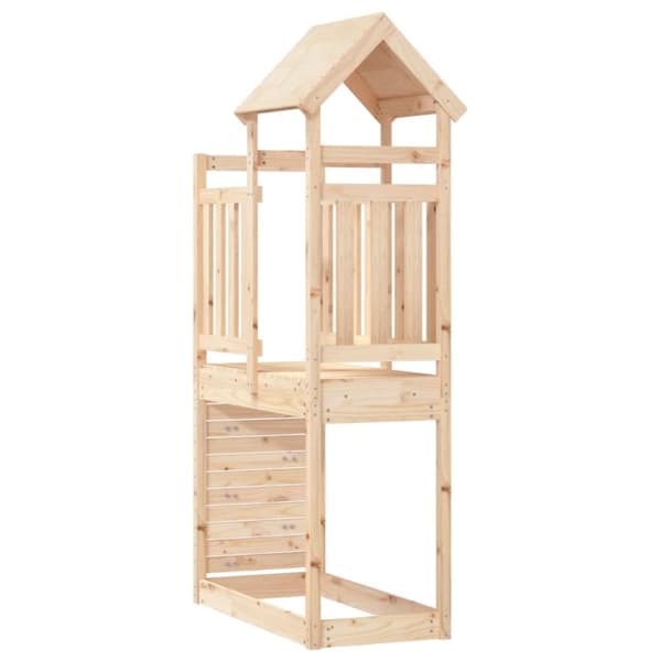 The Living Store legetårn med klatrevæg 53x110,5x214 cm massivt fyrretræ -  Gyngestativer & legestativer