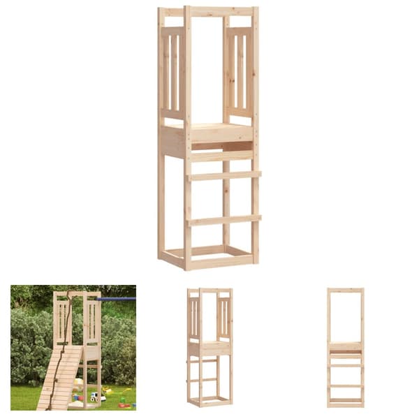 The Living Store legetårn 53x46,5x169 cm massivt fyrretræ -  Gyngestativer & legestativer