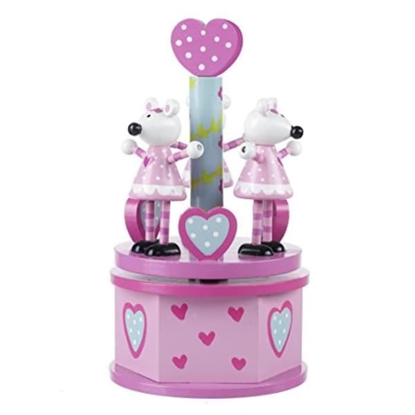 Musikkarusell i trä - Mus Rosa - 5426 - Giftfri färg - 22x12 cm - För barn från 3 år och uppåt