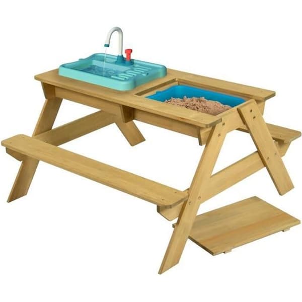 TP tidigt roligt picknickbord i trä med stänk och spray för barn ingår med FSC-tillbehör dim l94 x l89 x h50