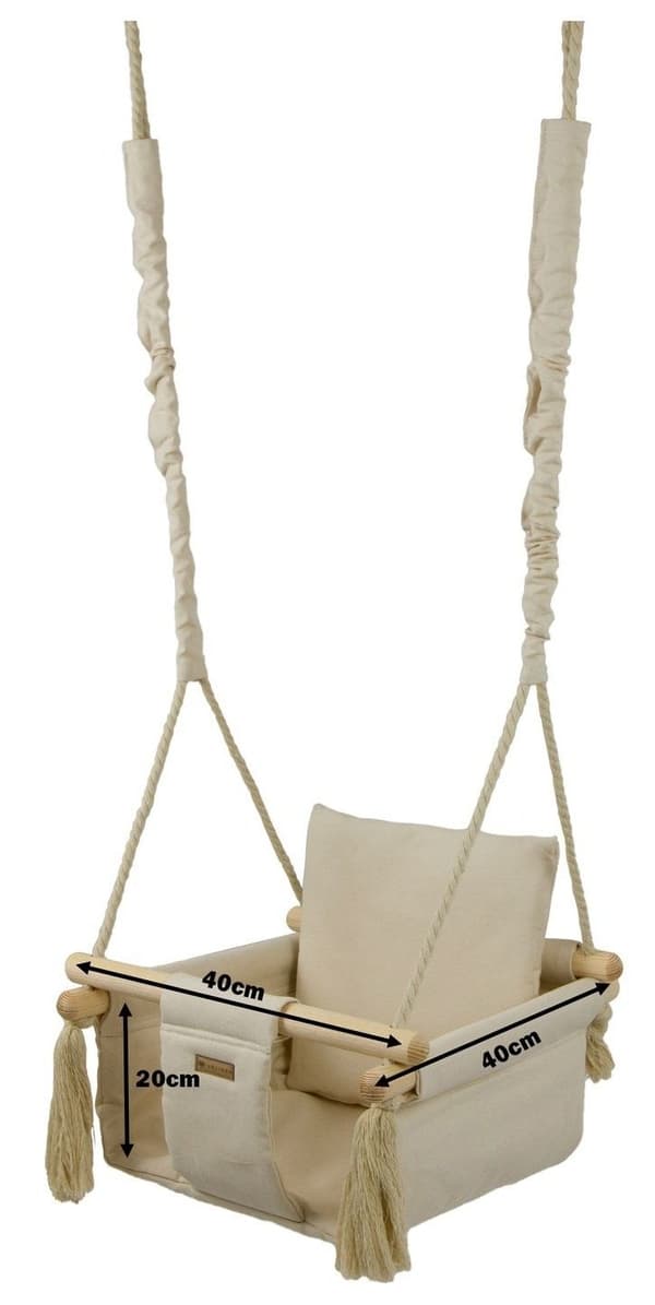 Håndlavet Træ Babygynge af Vikingchoice - Elegant Sort, 150cm Reb, 20kg Kapacitet